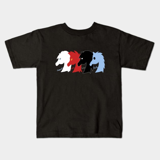 Horsemen Horses Emblem (Custom) - War (backside) Kids T-Shirt by VixenwithStripes